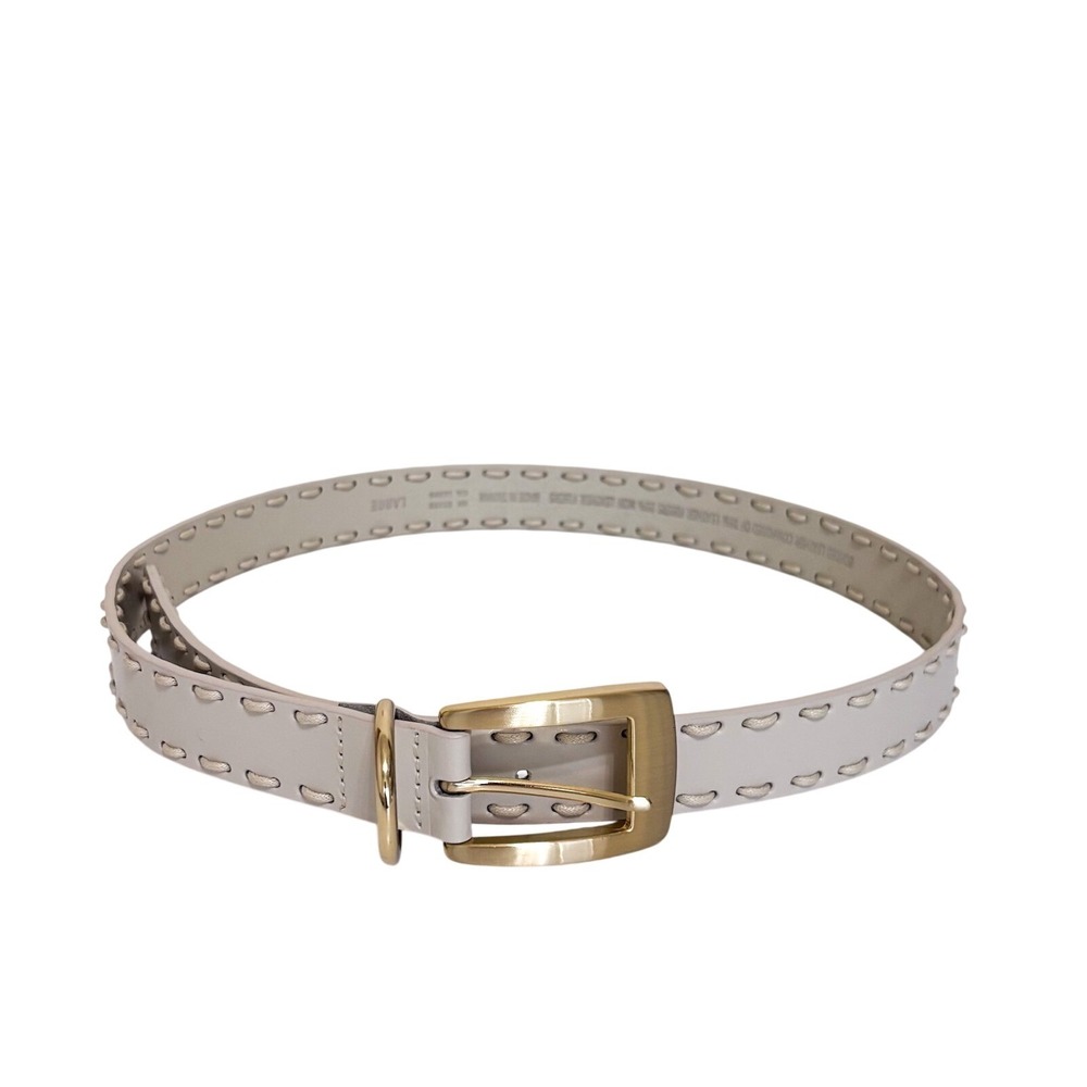 Liz Clairborne Vintage Whipstitch Leather Belt Womens Large Cream Boho Casual